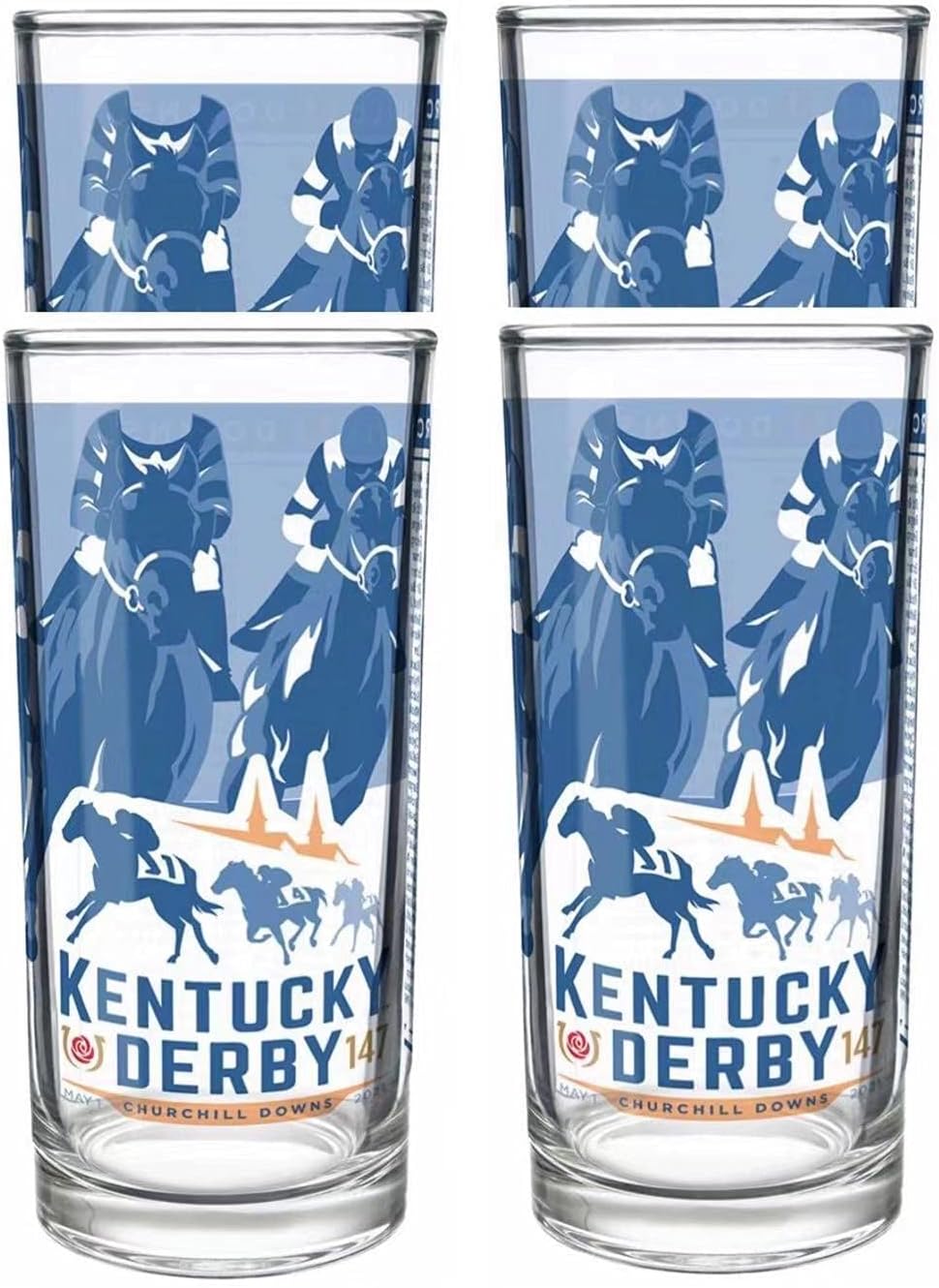 Kentucky Derby Mint Julep Glass, Official Souvenir Glassware, 4 Pack (147th2021),4 Count (Pack of 1)