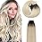 Lacer Tape in Hair Extensions Real Human Hair - Natural Rooted Darker Brown to Platinum Blonde Hair Extensions Tape ins - Double Side Seamless PU Skin Weft - 50g, 20pcs/set, 16 Inch