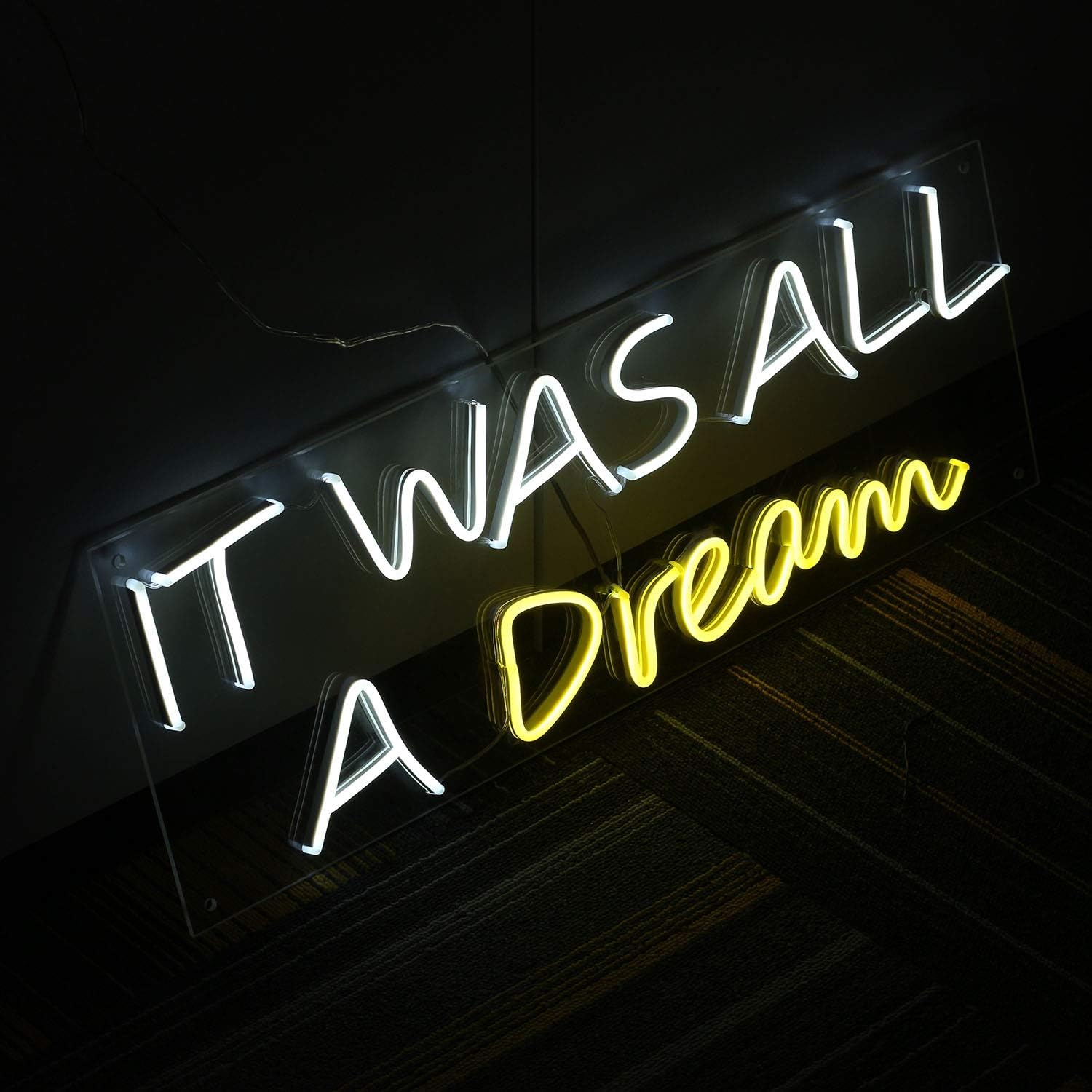 Neon Sign Light It was All a Dream Neon Light Art Wall Lights for Beer Bar Club Bedroom Office Hotel Pub Cafe Wedding Birthday Party Decor (Pink)