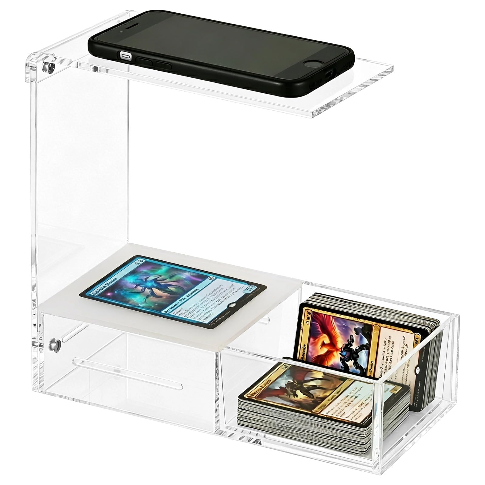 Soporte ergonómico de acrílico para escáner de tarjetas, soporte de exhibición de juegos de cartas para una identificación rápida, diseño transparente, divisor desmontable para tarjetas con funda y