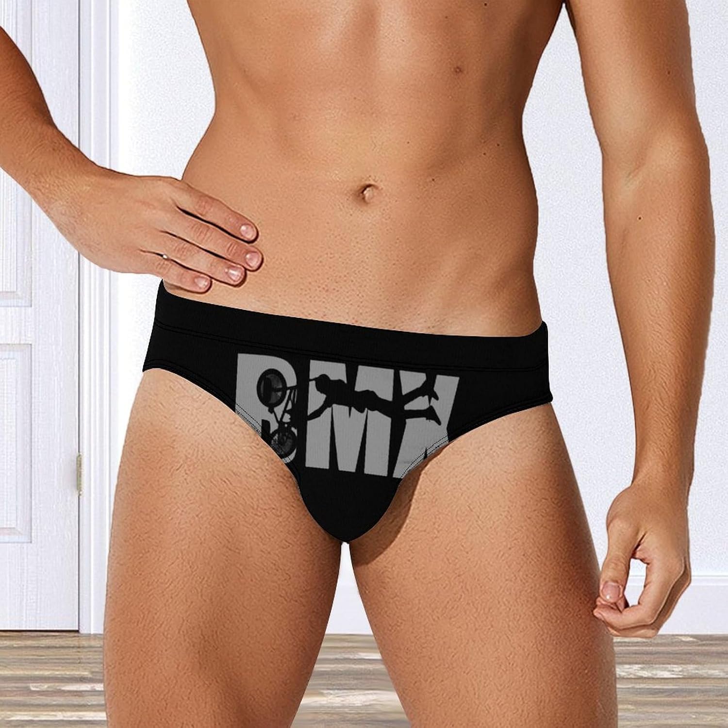 BMX Racing Bike Cycling Mens Swim Briefs Print Bikini Swimwear Sport Swimsuit Surf Shorts Trunks