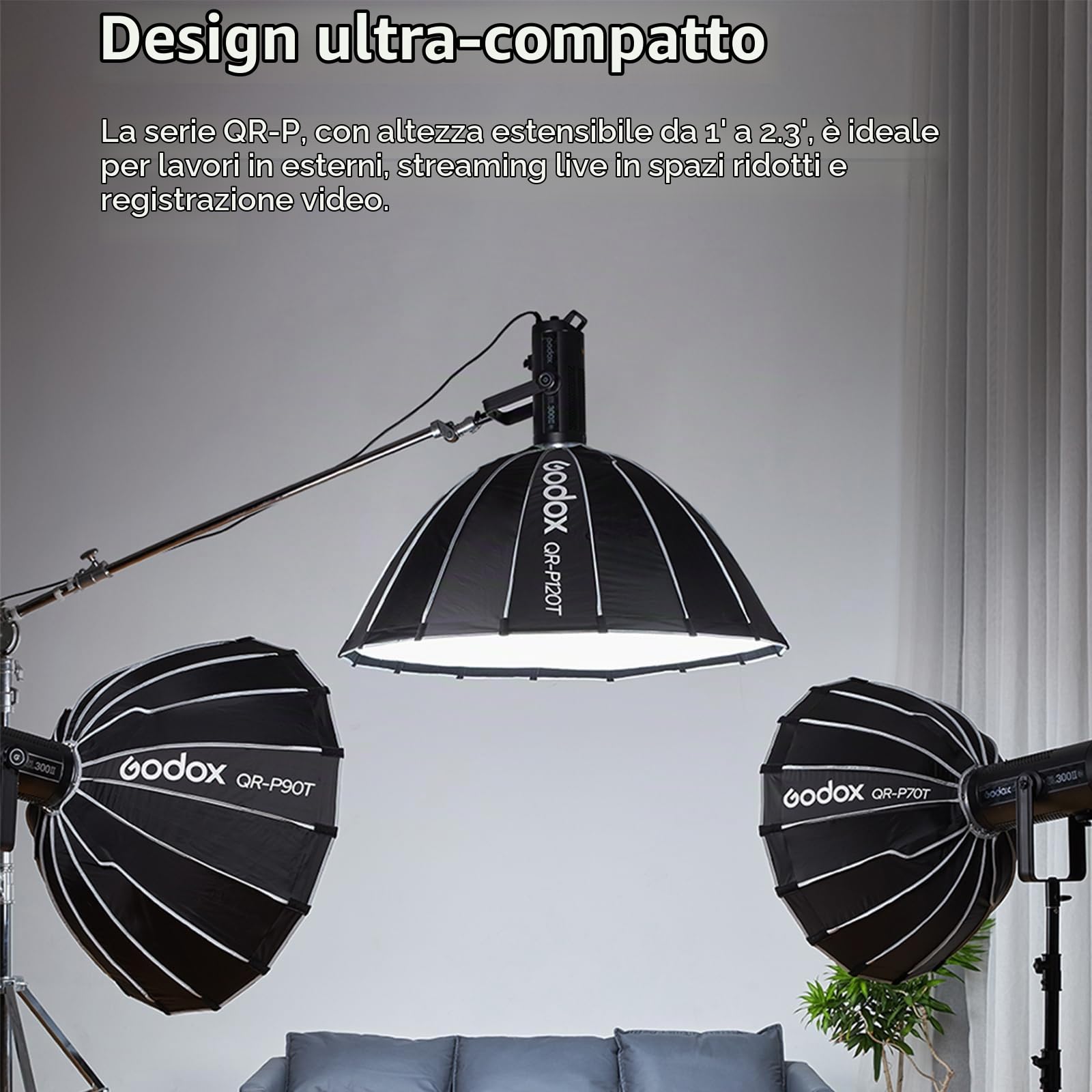 GODOX QR-P70T 70cm Softbox Parabolico con Griglia a Nido d’Ape | Montaggio e Smontaggio Rapido, Bowens Mount, Soft Box per Studio Light SL60W SL100D SK400III-V MS300-V SL300RF LE200D