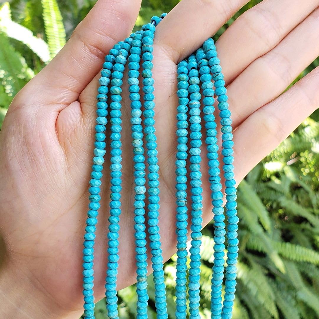 Adabele 27 Inch Natural Turquoise Blue Quartz Healing Gemstone 4mm Small Faceted Rondelle Loose Beads Gem Stone Spacer (234-250pcs) for Jewelry Making GH1R-12 - Image 3