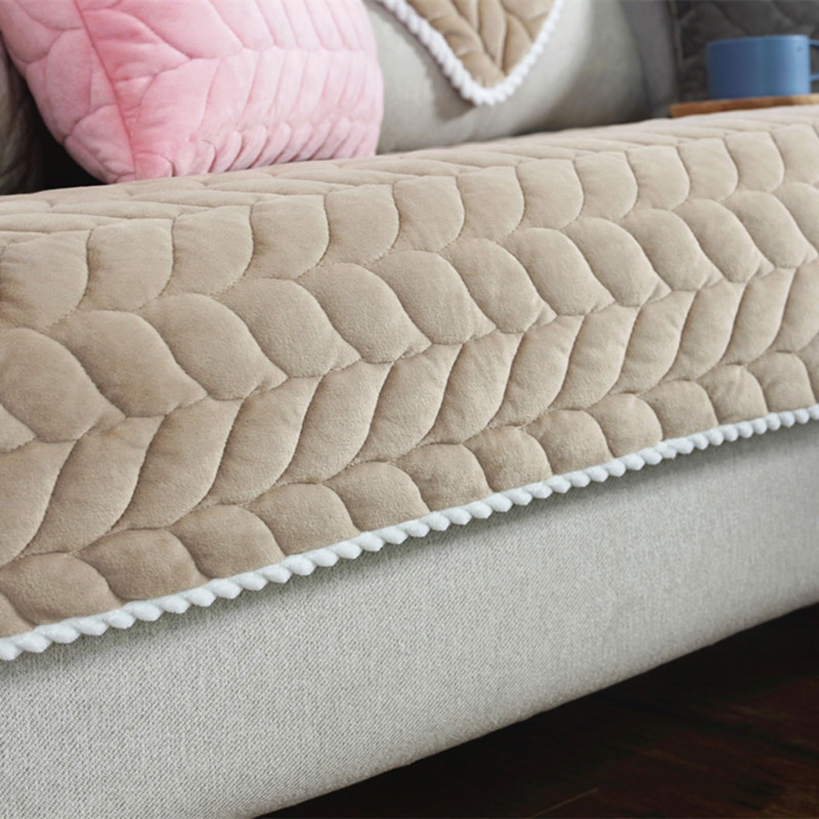 Housse de canapé en peluche 90x90 cm antidérapante et épaisse pour dossier