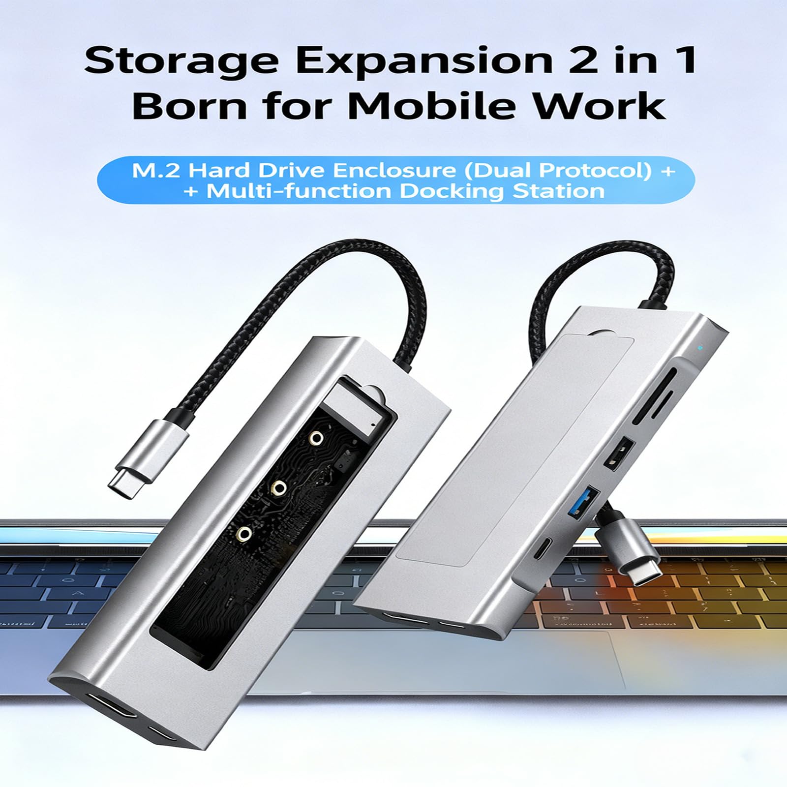 Docking Station multiporta compatta con Dock con velocità USB 3.2 Veloce USB 3.2 Compatibilità HDTV Dock per dissipazione del Calore