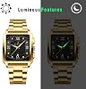 JewelryWe Pair of Watches Digital Watch Stainless Steel Binary Watch Rectangle Bezel LED Sports Watch Blue LED Light Calendar Fashion Cool Partner Watch for Men Women Black / Silver