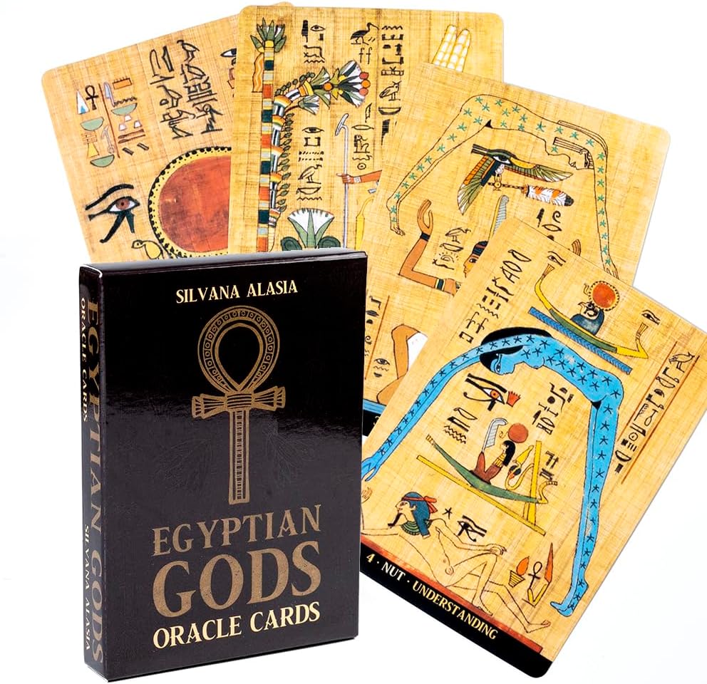Egyptian Gods Oracle Cards - Mystical Art by Silvana Alasia - 36 Card Deck - Multilingual Edition, Size: 110mm x 65mm