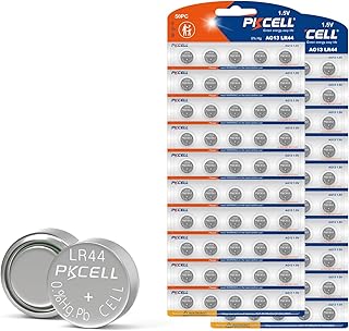 100-Count LR44 Batteries,PKCELL AG13 L1154f 357 1.5V Alkaline Button Cell Battery Compatible with Lasers Pointer Light LED Candles
