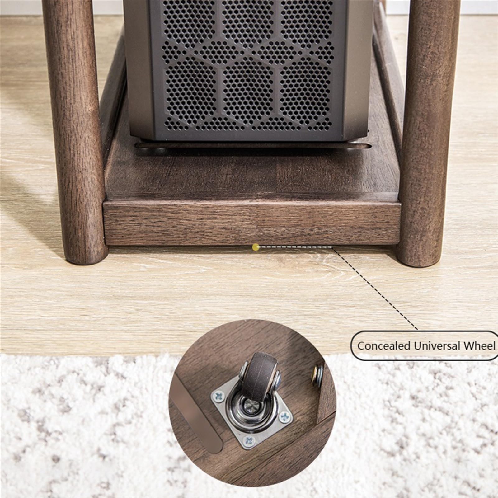 Práctico Soporte de CPU móvil 2 Niveles, Soporte Torre Madera for PC con Ruedas Invisibles, Caja Principal pie for el hogar y la Oficina(Blanco,Medio)