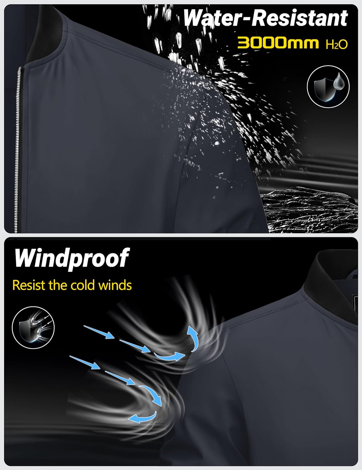 Cotrasen Men's Bomber Jacket Fall Winter Warm Windbreaker Full Zip Windproof Casual Padded Coats - Image 4