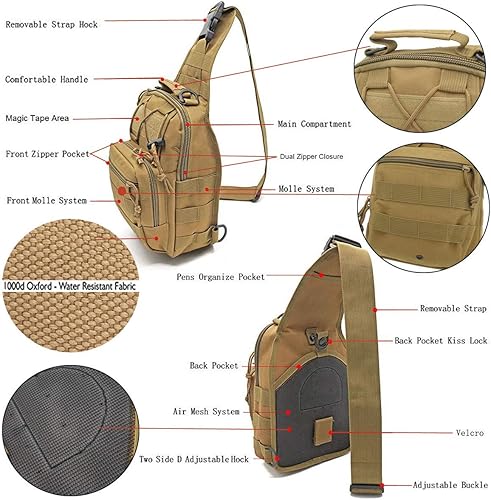 Miniatura 2 de Mochila táctica para el hombro, pequeña, para exteriores, para hombres, viajes, senderismo, camping, mochila para Rover, color negro