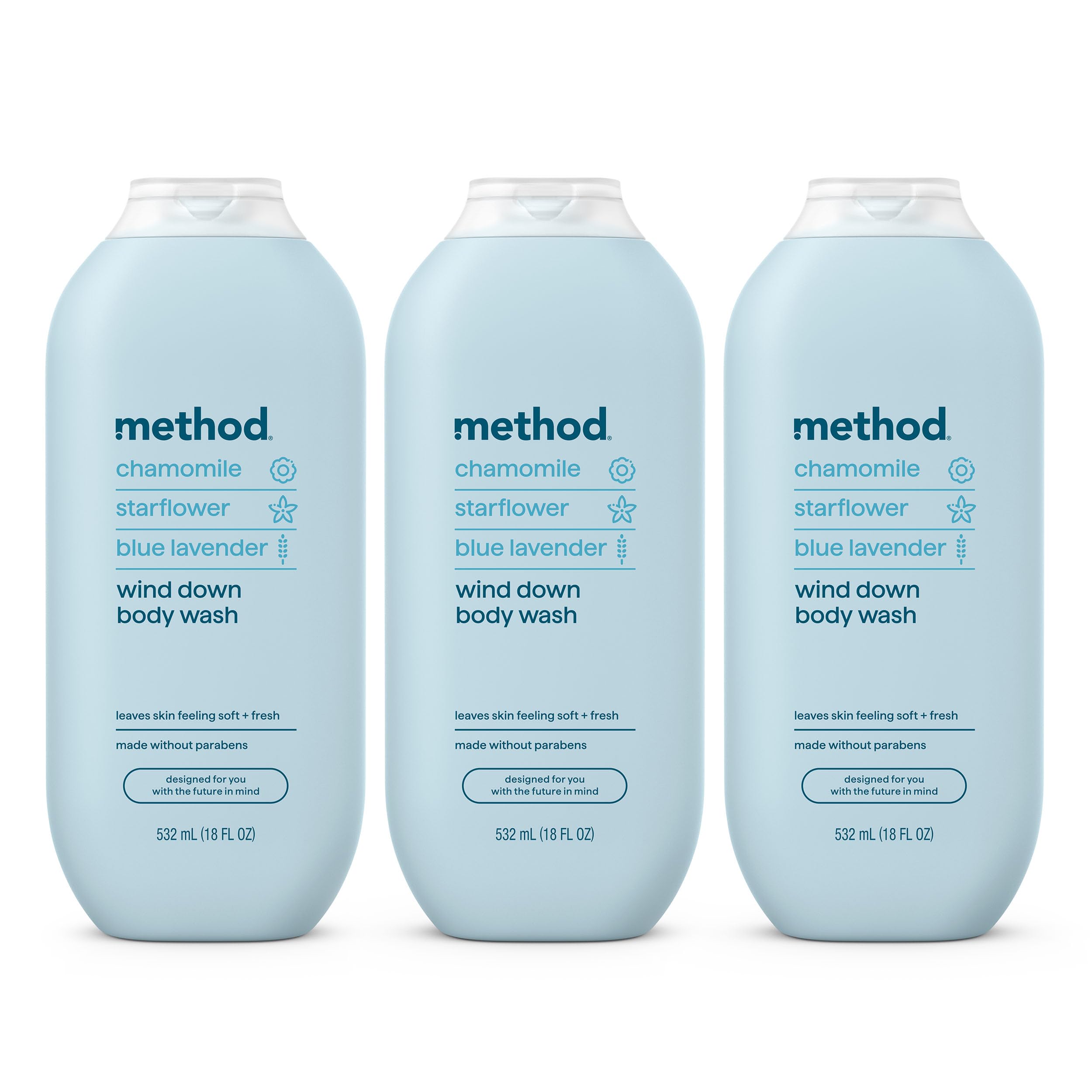 method Body Wash, Wind Down, 18 fl oz, 3 pack