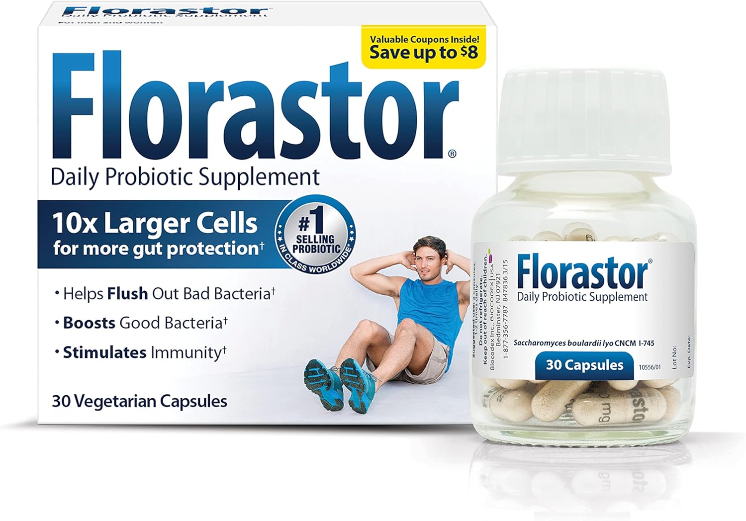 Florastor Probiotics for Digestive & Immune Health, 30