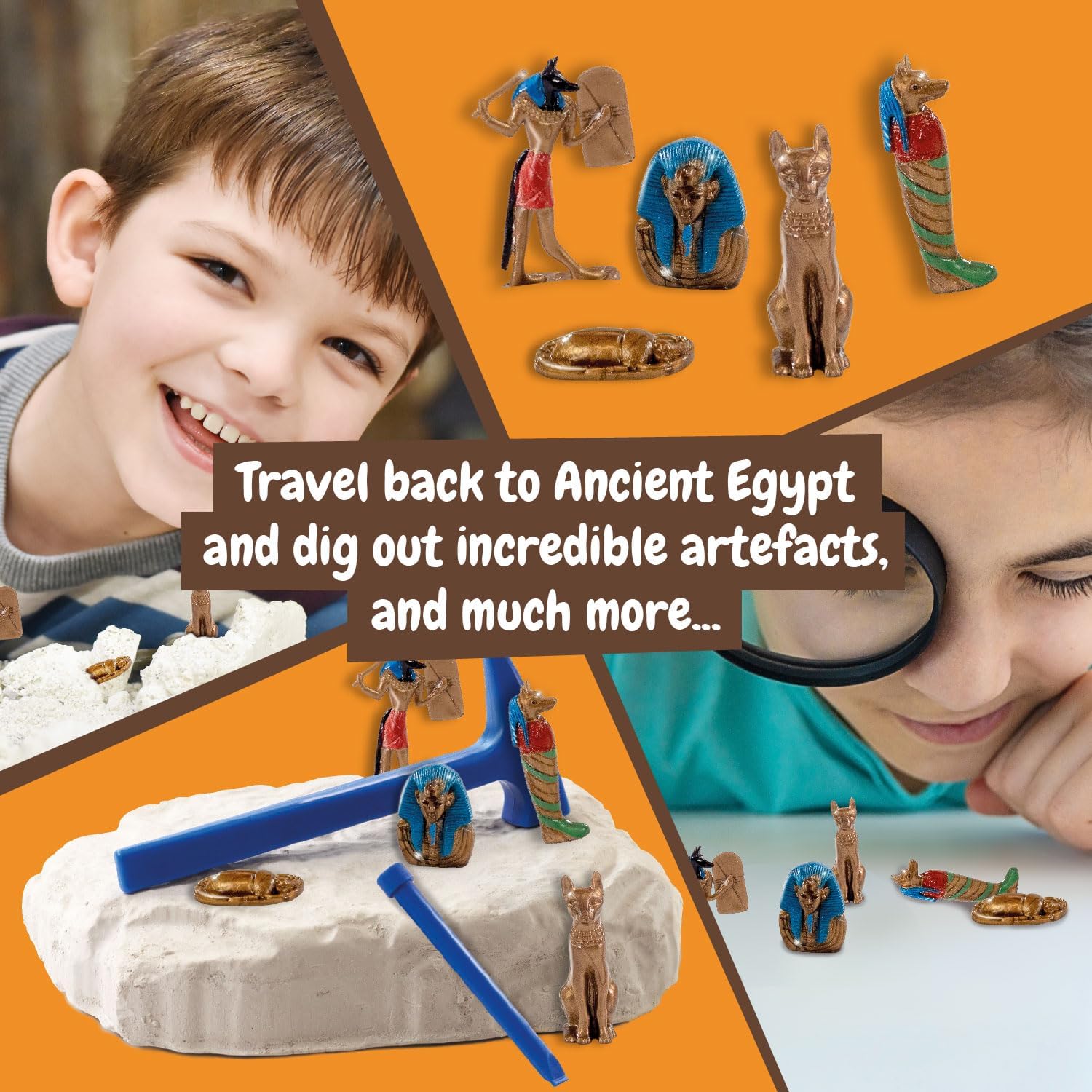 Science4you Egyptian Dig Kit for Kids – Learn About Ancient Egypt with This Dig Kit, Do a Historical Excavation & Discover All 5 Egyptian Statues, an Archeology Gift for Girls & Boys Age 8 9 10 11+