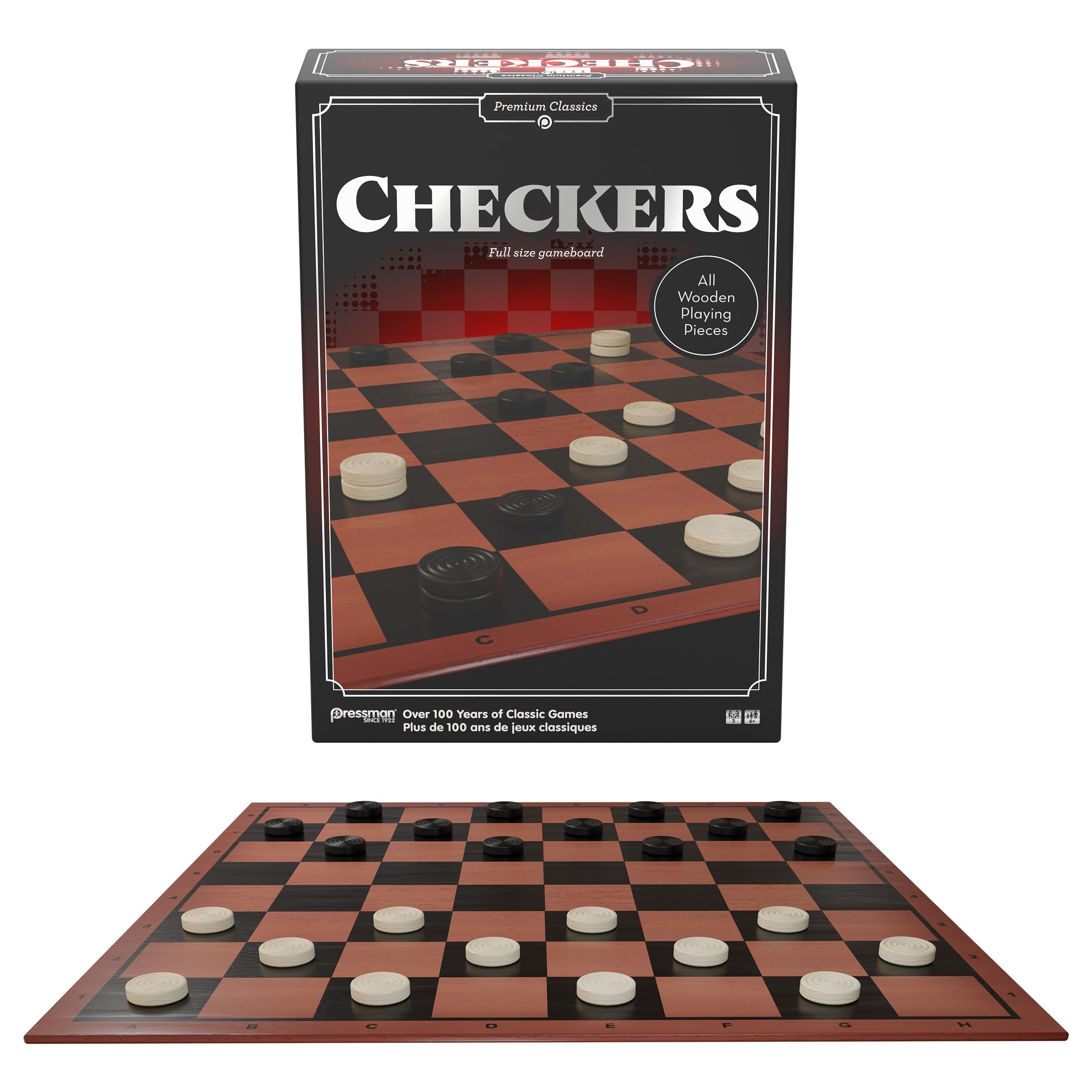Goliath - Checkers - Jeu de Dames Premium pour Enfants dès 6 Ans - Plateau de Jeu Pliable - Pions en Bois - Prenez Les Pions de l'Adversaire - Stratégie et Réflexion - 2 Joueurs