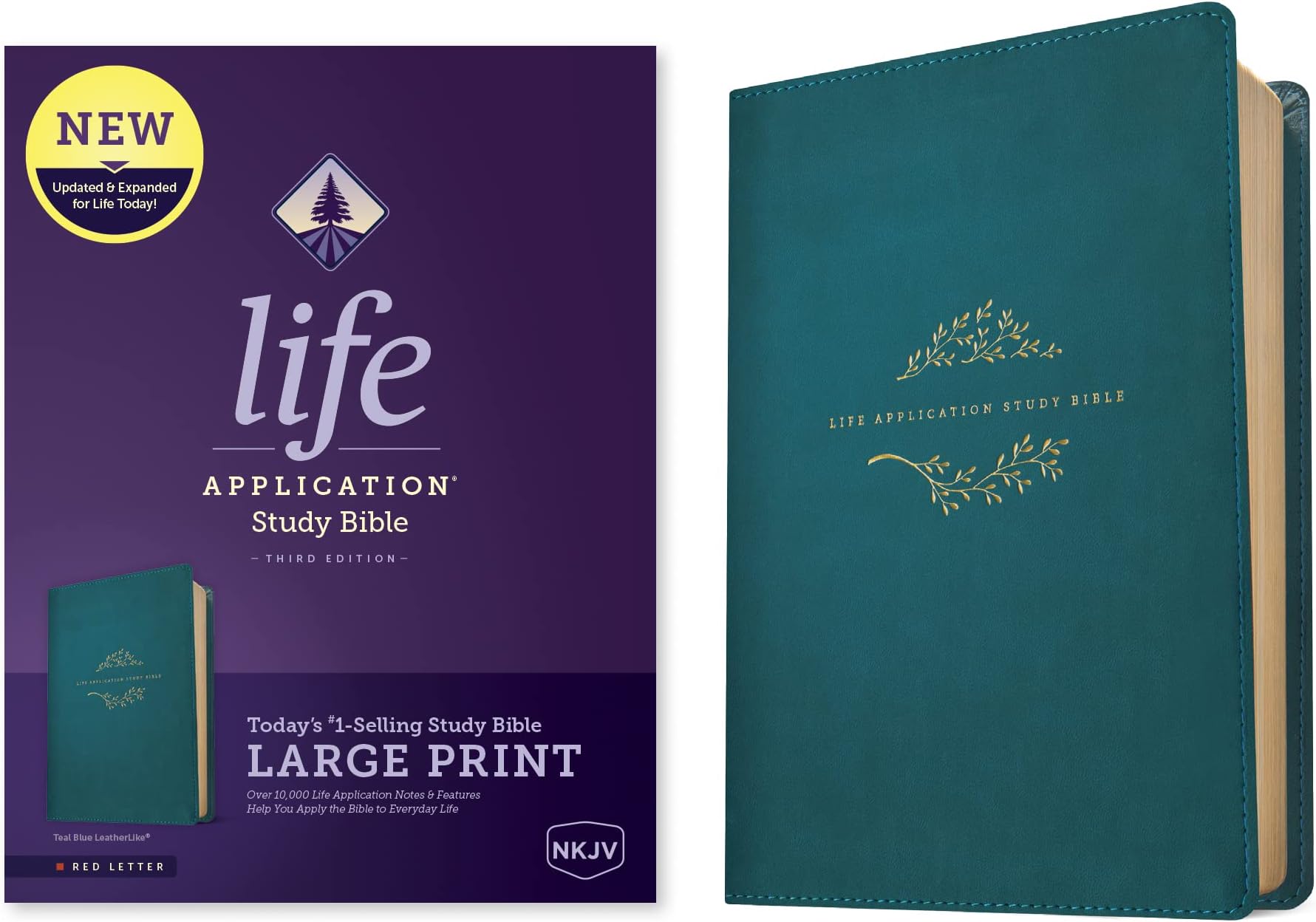 NKJV Life Application Study Bible, Third Edition, Large Print (LeatherLike, Teal Blue, Red Letter)