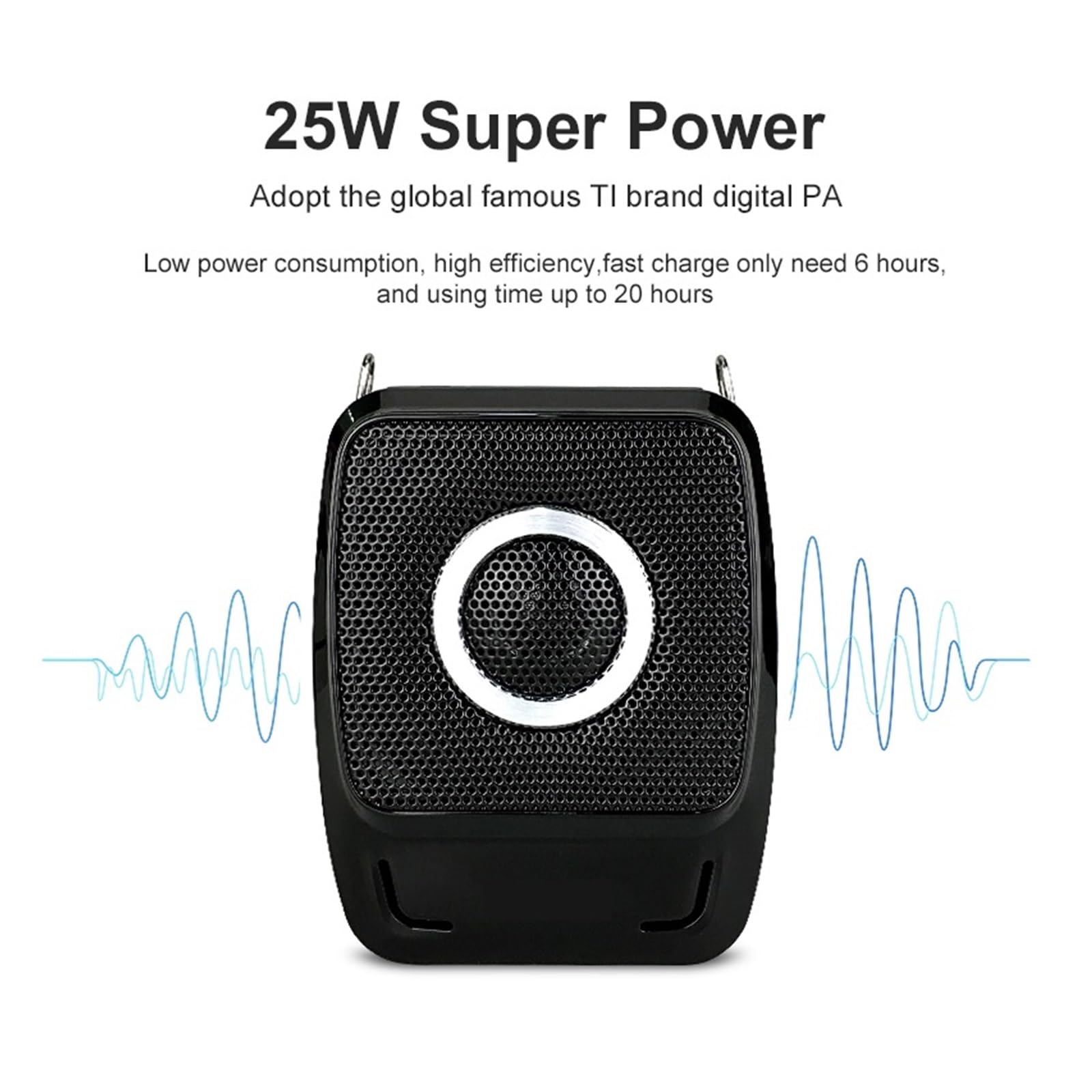 Amplificateur de Voix, Amplificateur Vocal Portable 25W For Enseignants, Mégaphone Avec Microphone Sans Fil, Haut-parleur Étanche