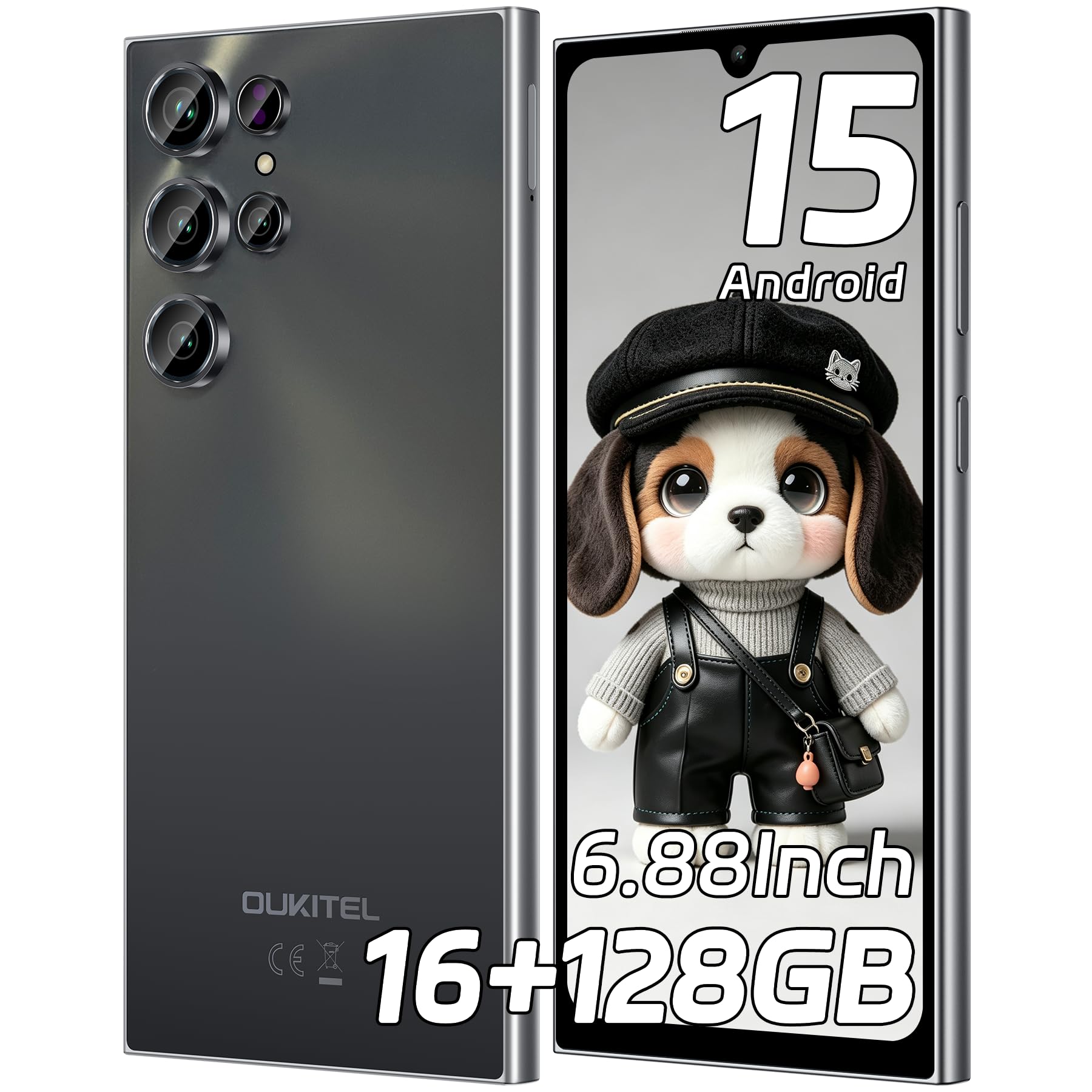 C61 Smartphone 2026, 16GB+128GB/1TB Telefono,6.88" HD+ Cellulare | Smartphone Android 15, 5150mAh Telefono Cellulare, 13MP Smartphone Gaming Octa Core, Dual SIM/Face ID/Fingerprint/OTG, Nero