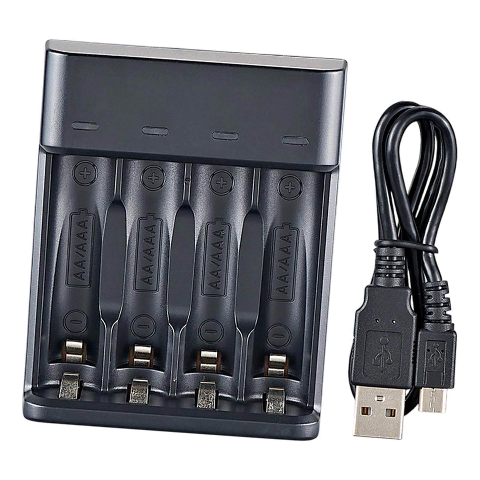 Cargador de batería USB de 4 ranuras para baterías recargables AA AAA