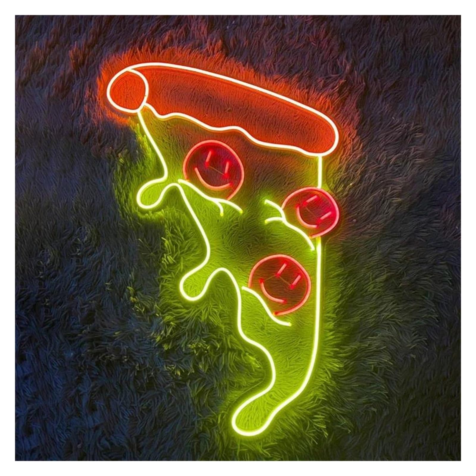 SHOUXI Sign Lamp Pizza Slice Neon Sign Restaurant Kitchen Decor Wall Decoration Welcome(C,60cm)