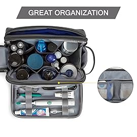 BAGSMART Toiletry Bag for Men, Canvas Travel Toiletry Organizer Dopp Kit Water-resistant Shaving Bag for Toiletries Accessories,Black-Large