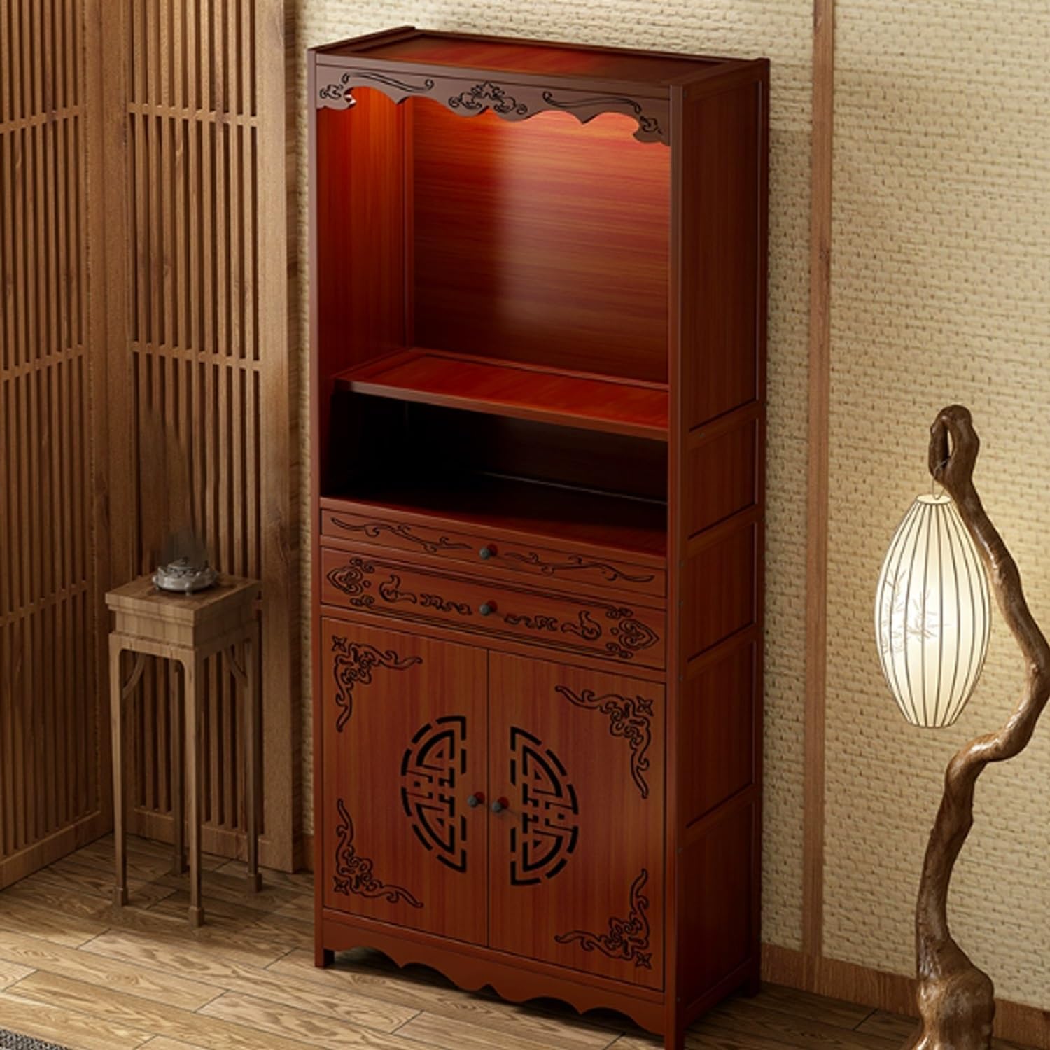 Altar Table with Storage Meditation Cabinet,Buddhist with Drawer for Home Use,Chinese Buddha Niche, Pooja Cabinets(70cm/27.5in)