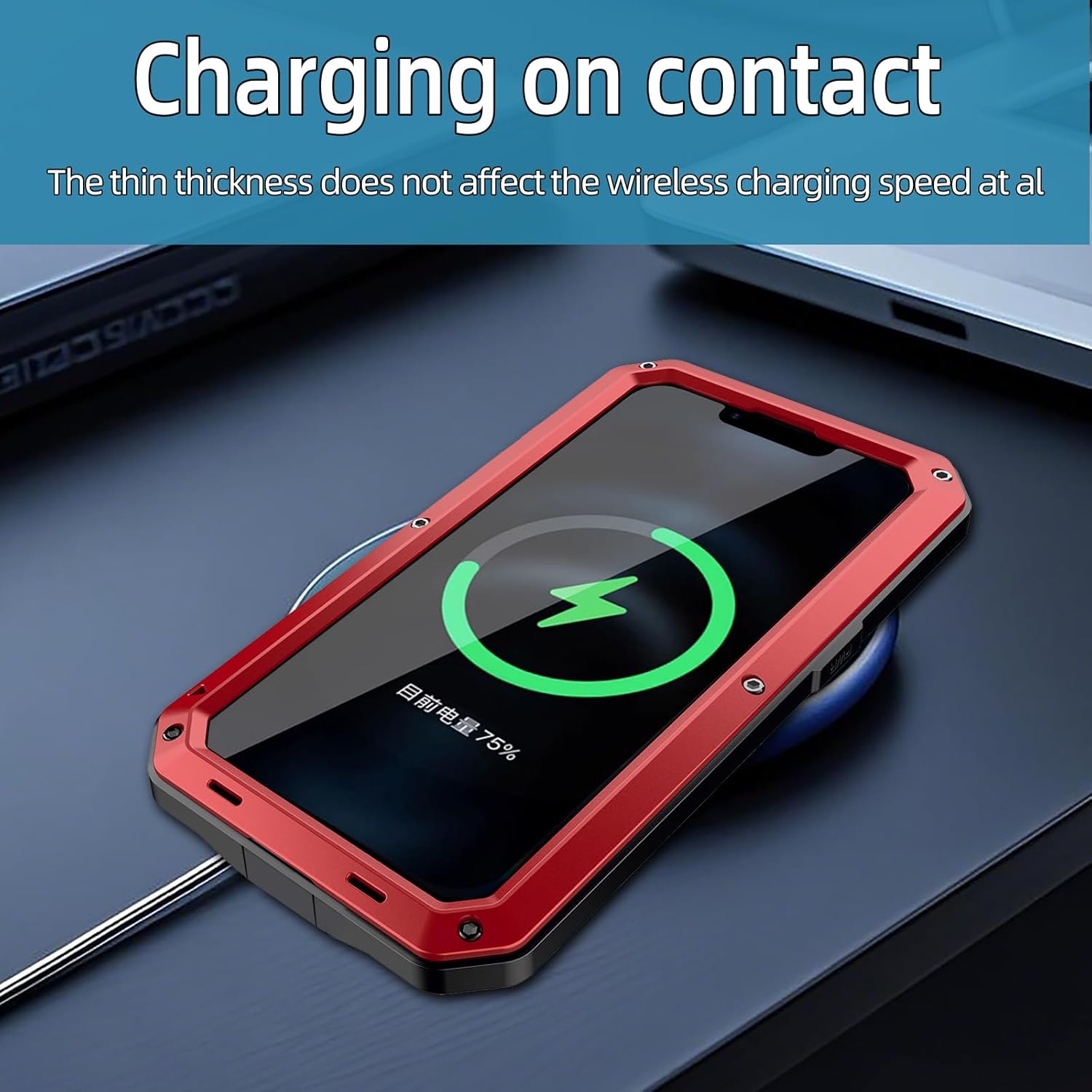 for iPhone 16E Metal Case,Heavy Duty Shockproof Aluminum Alloy Tough Armour Military Grade Phone Case for iPhone 17E,Full Body Protective Cover with Silicone Built-in Screen Protector-Red
