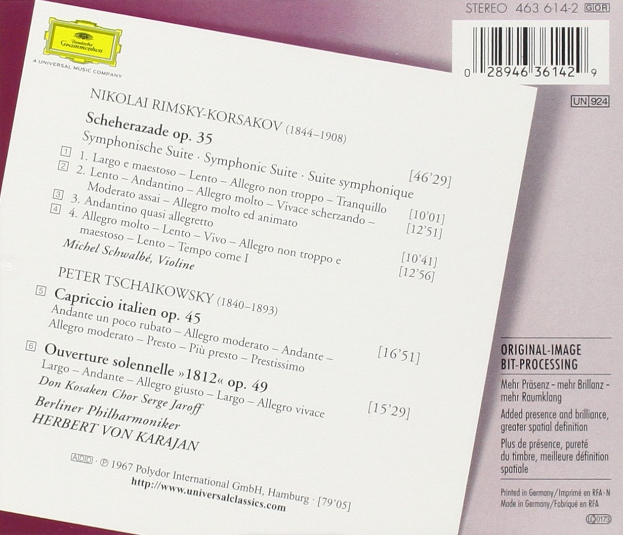 Rimsky-Korsakov: Scheherazade / Tchaikovsky: Capriccio; Overture "1812"