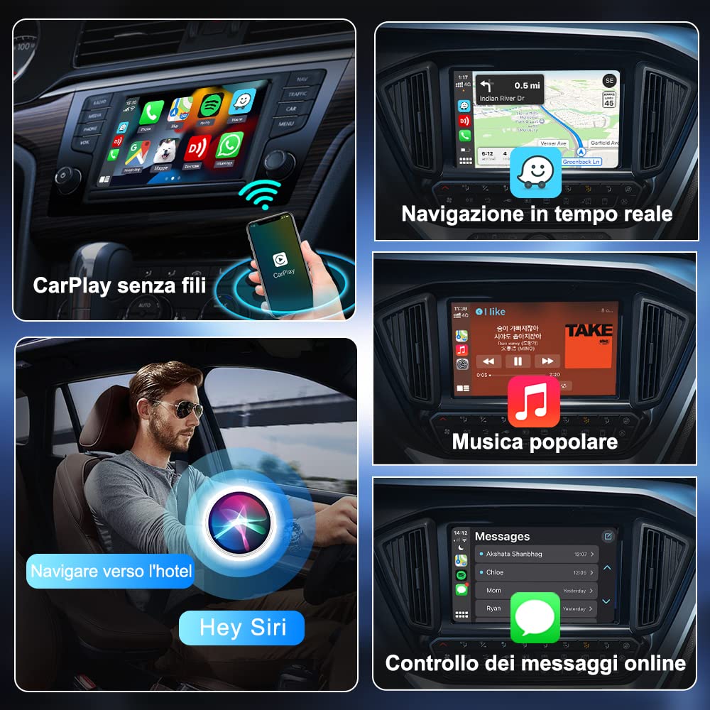 Carlinkit New 3.0 Mini Wireless CarPlay Adapter for Car Play Factory Wired Bluetooth Compatible with Audi/Porsche/VW/Ford/Hyundai/Mercedes/KIA