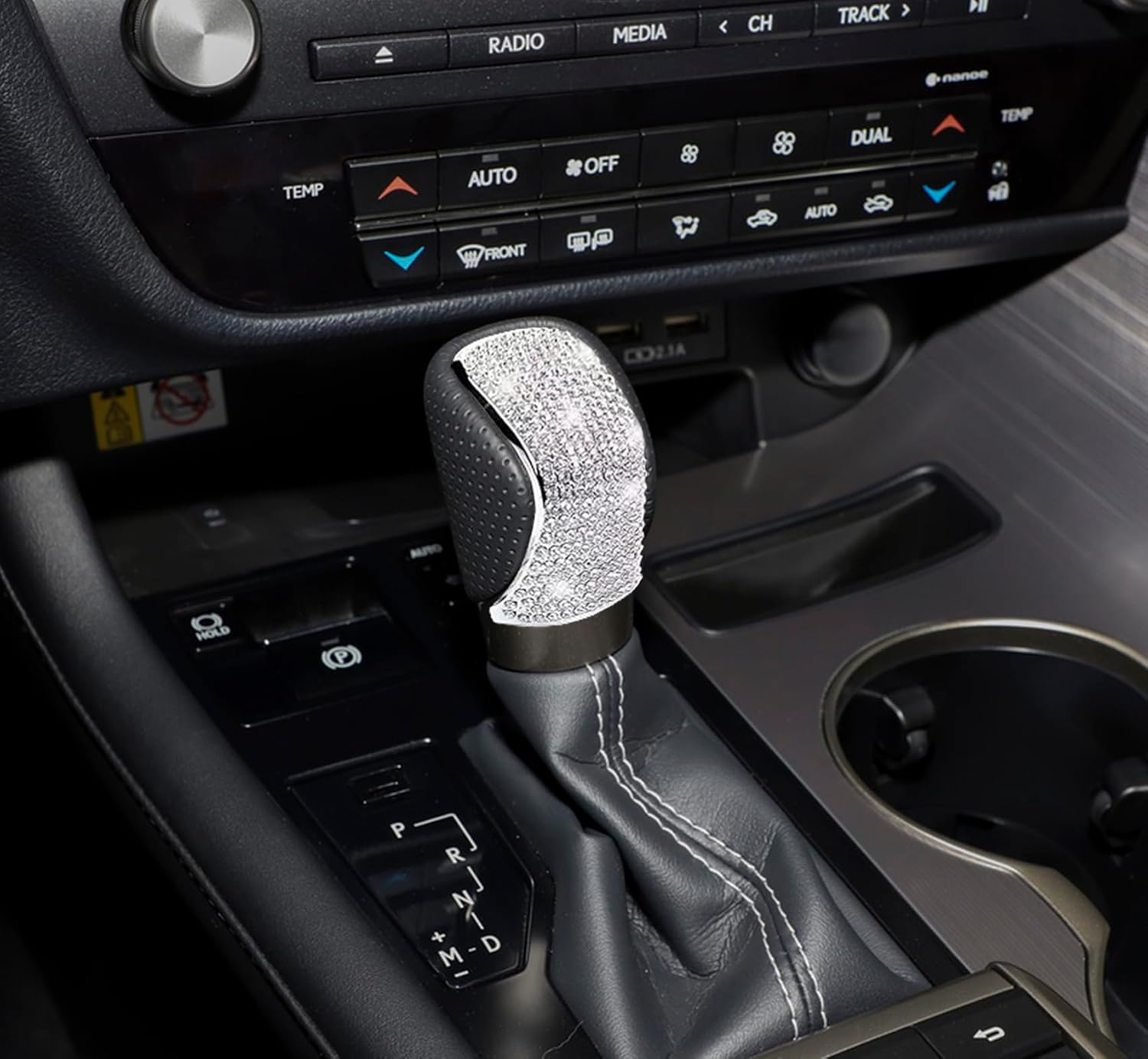 Bling Crystal Shifter Gear Lever Accessories - Compatible with Lexus ES 2014-2018, RX 2015-2022, NX 2015-2022, RC 2016-2022, IS 2014-2022, GX-460 2020-2022, GS 2016-2022 (Silver)