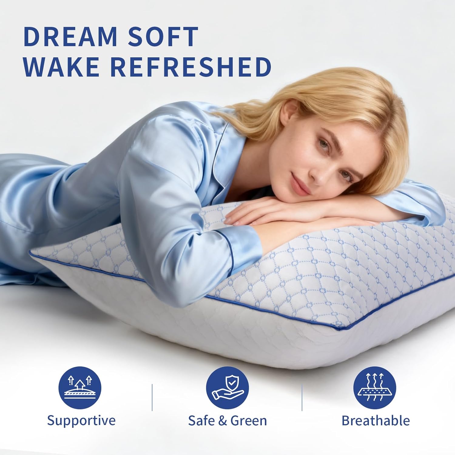 Bed Pillows Queen Size Set of 2 for Sleeping, Soft and Supportive Bed Pillows with Memory Foam Filling for Side, Back and Stomach Sleepers, Neck Supportive-Queen Size, 2 Pack