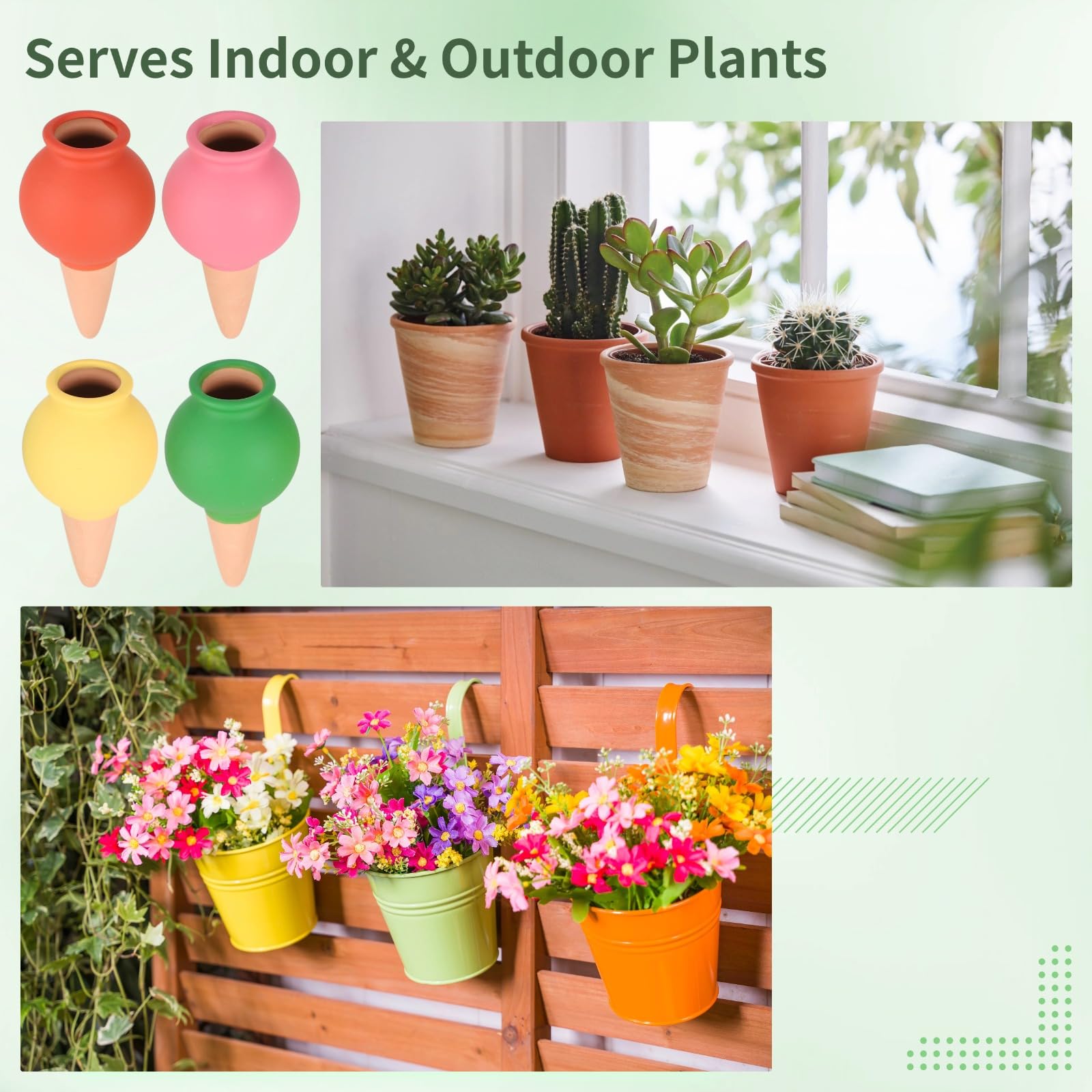 Varku Lot de 8 pics d'arrosage automatique en terre cuite pour plantes en pot à libération lente - Supporte l'humidité de 3 à 5 jours pour les vacances