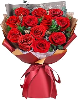 ADDWel Bouquet Rose Eternelle Cadeau Saint Valentin Femme - Bouquet de Fleurs Eternel Rose Éternelle Cadeau Anniversaire Femme Epouse Maman Copine pour St Valentin Noel Fete des Meres