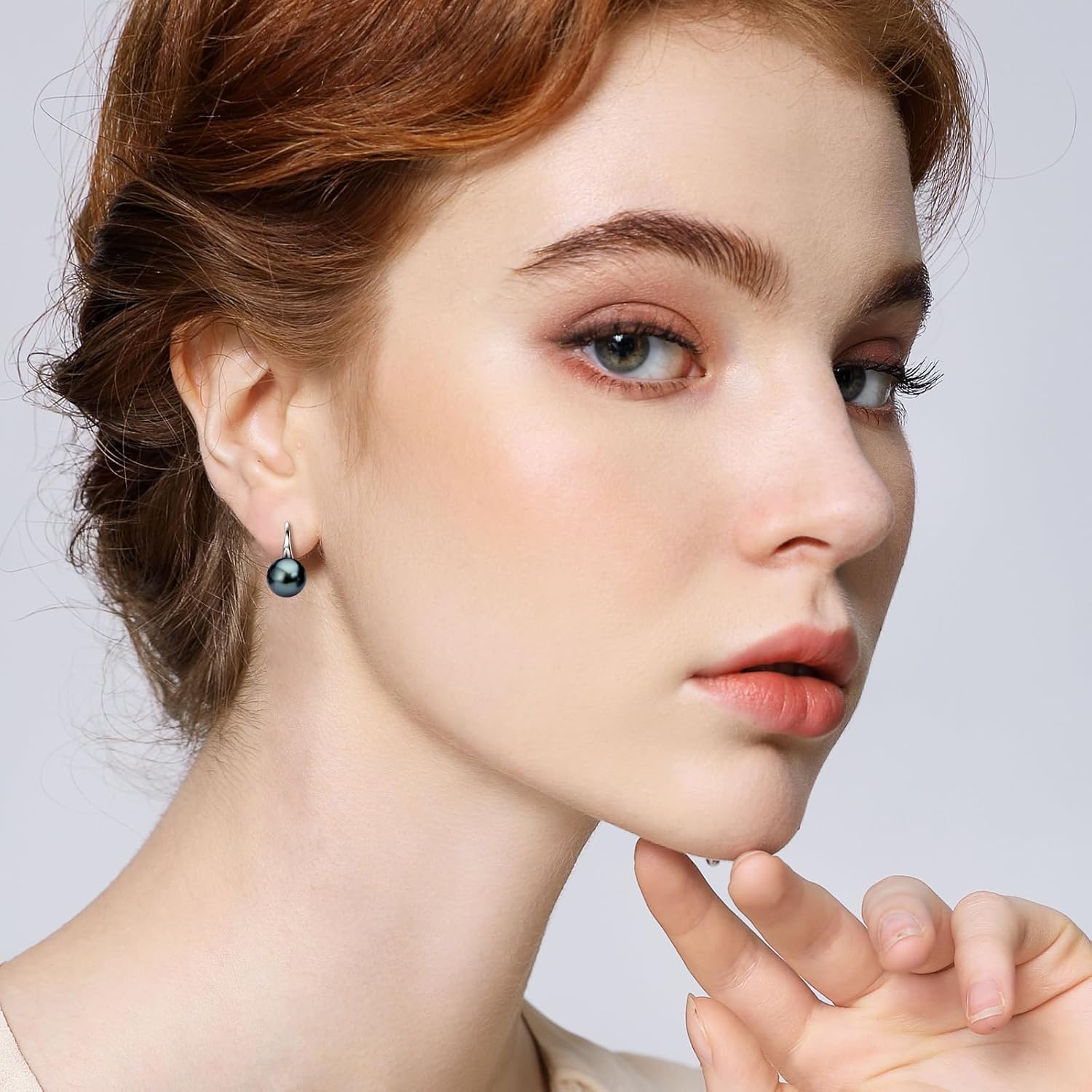 Tahitian Black Pearl Drop Earrings, Sterling Silver 9-10mm Genuine Tahitian Pearls Anniversary Birthday Jewelry Gifts for Women - Image 5