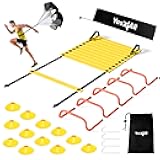 Yes4All Agility Ladder Speed Training Equipment Set - 1 Adjustable Agility Ladder, 12 Soccer Cones, 5 Hurdles, Jump Rope, Running Parachute - Speed & Agility Training Equipment for All Ages