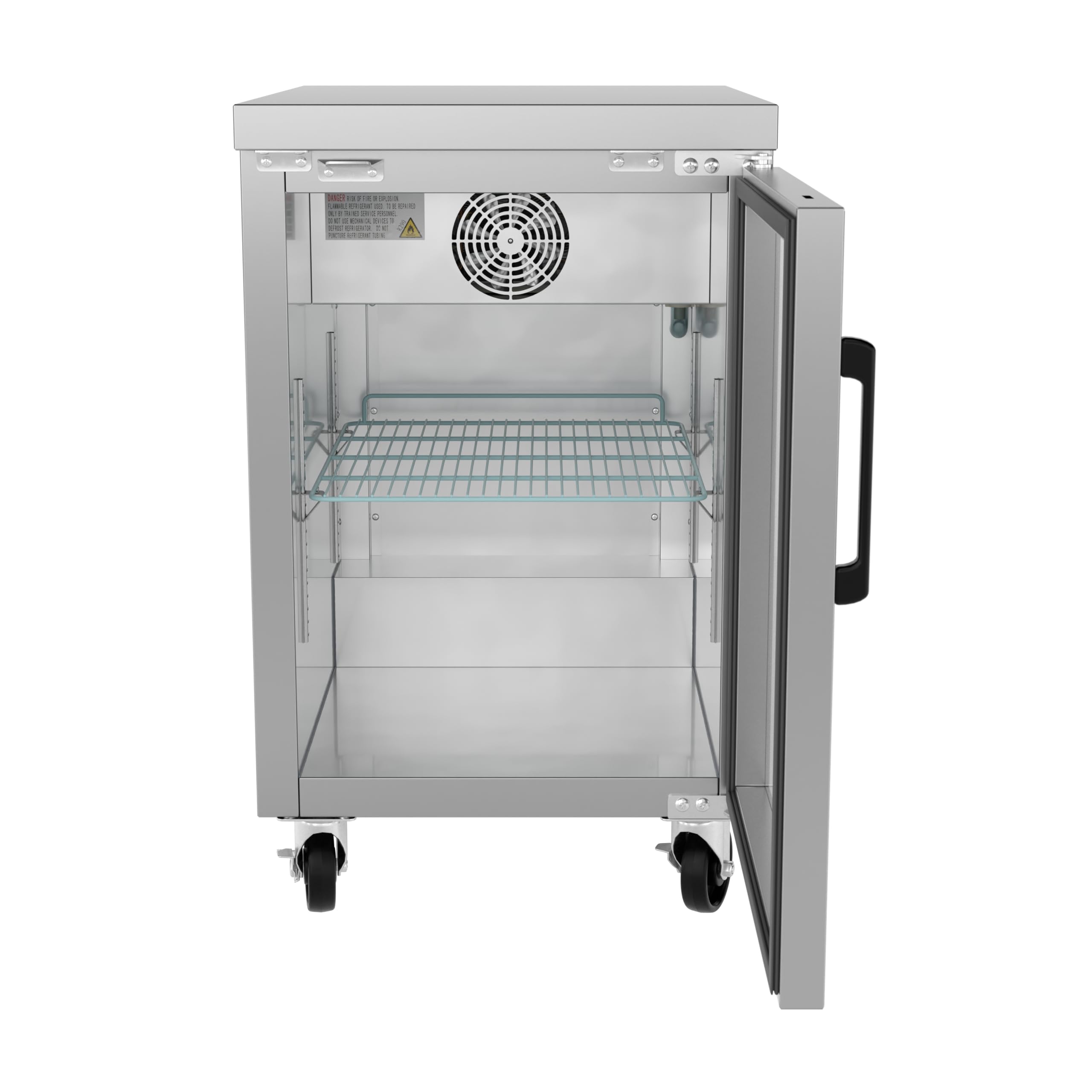 Krollen Industrial UBB-1G-HC-S 23" Stainless Steel Glass Door Back Bar Refrigerator Beverage Cooler for Beer Soda Wine on Fridge.com