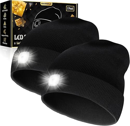 Miniatura 8 de Gorro LED con luz, linterna LED recargable por USB, regalos para Navidad, rellenos de calcetines para hombres, Camouflaje, Grande