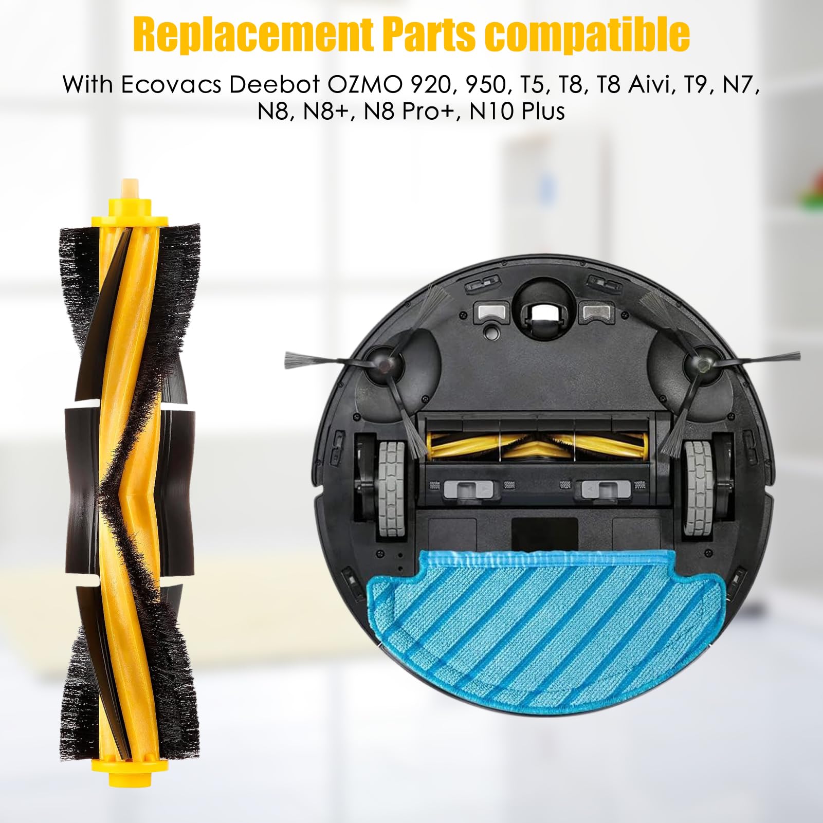 Accessori compatibili per Ecovacs Deebot N8,T8,T8+,T8 AIVI,T8 MAX,N8,N8+,N8 Pro,N8 Pro+,T9,T9+ ozmo 950 920, Ricambi per aspirapolvere (3 salviette)