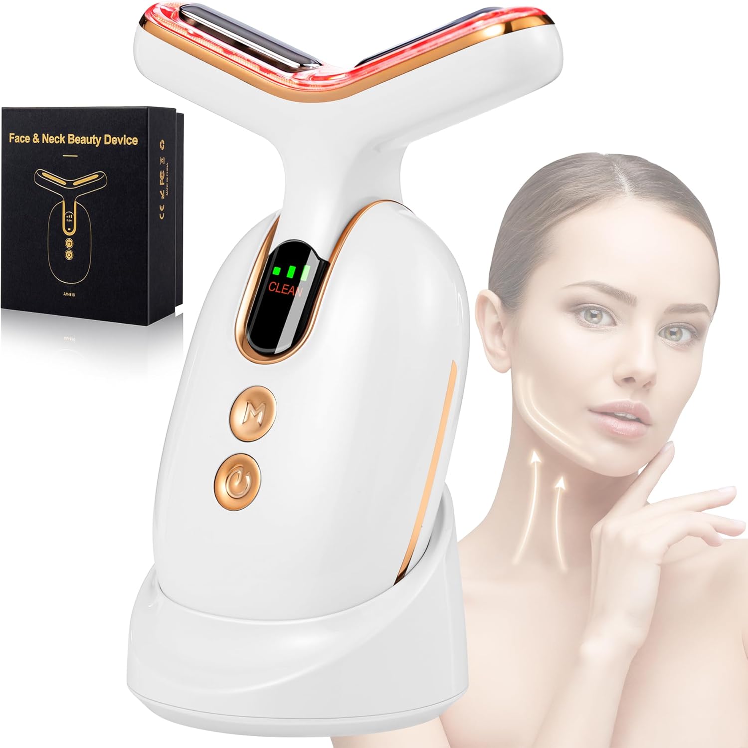 Red Light Therapy for Face and Neck, Facial Massager culpting Wand with 7 Color - Birthday, Christmas, Mothers Day, Valentines Day Gifts for Her Women Mom Best Friend Wife Teacher (White)