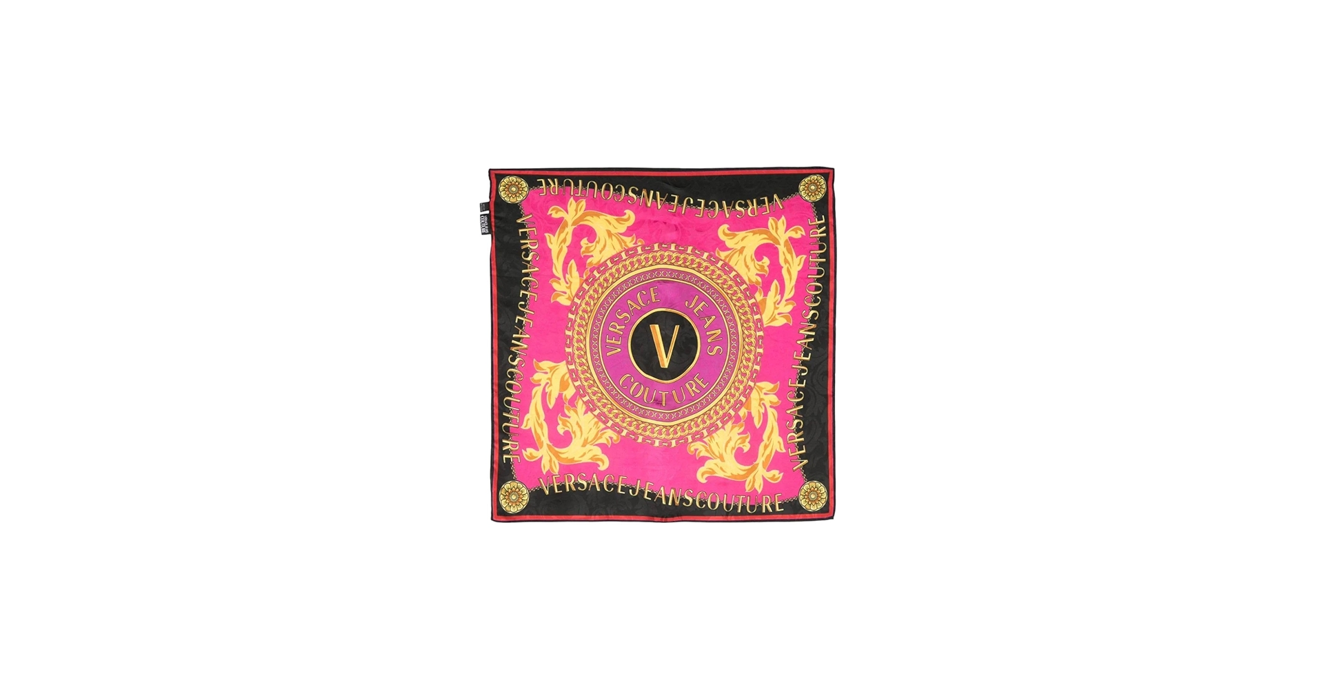 VERSACE JEANS COUTURE Silk Cloth Foulard Baroque Logo Pink