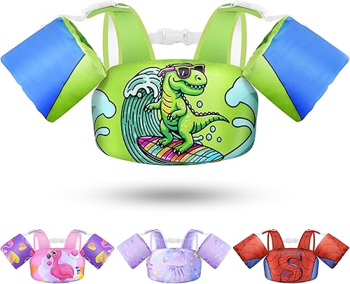 Miniatura 15 de Vvinca Chaleco de natación separable para niños pequeños de 22 a 66 libras (1 a 6 años) | Flotador de piscina 3 en 1 y bandas de brazo para niños y