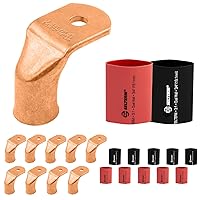 Vista 268 de SELTERM - 2 terminales de anillo resistentes para cable de batería, calibre 4 AWG, pernos de 3/8 pulgadas, terminales de calibre 4, ojales de cobre