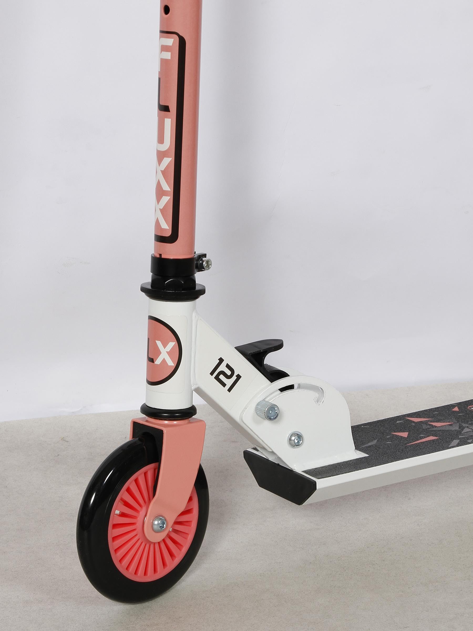 Trottinette Pliable 2 Roues FLEXXY 121 Girl - 2 Roues PVC 121 mm - Blanc/Gris/Corail