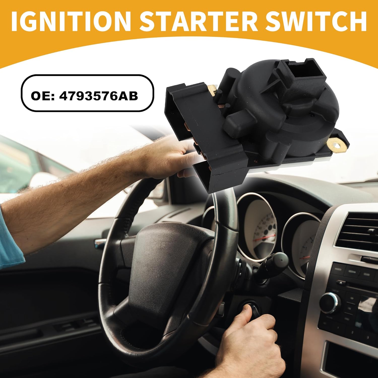 Ignition Starter Switch No.4793576AB - Car Ignition Key Switch Starter - for Jeep Liberty 2002-2007 Metal Black - 1 Pc