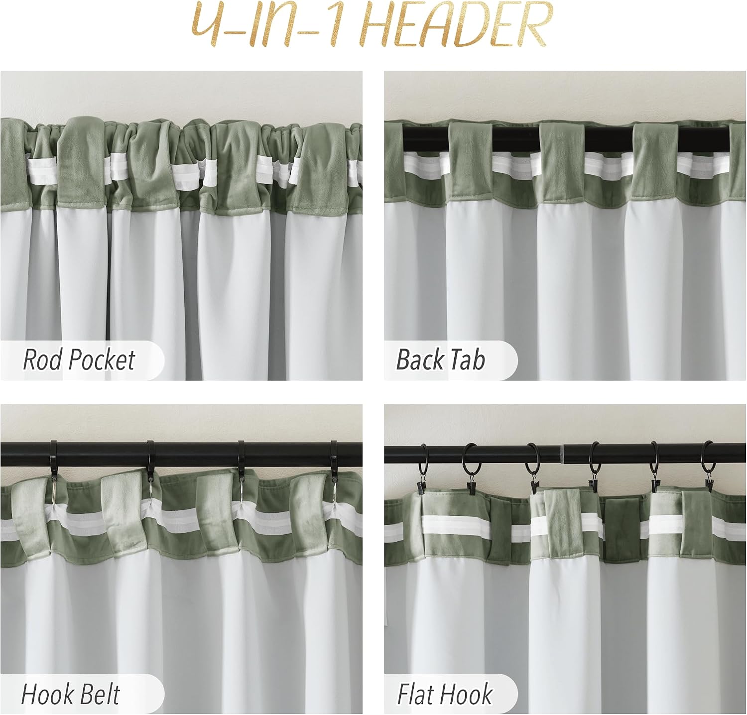 NICETOWN Sage Green Blackout Velvet Curtain 96 inches Long 1 Panel, Pinch Pleated Thermal Curtain Sound Proof Thick Window Drape for Boys Bedroom/Office/Living Room, W48 x L96