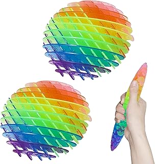 Anti-Stress Toy, Pack of 2 Fidget Worm Toy, Shape-Changing Sensory Stress Relief Twisty Worm Flexible, Stretchy Stress Relief
