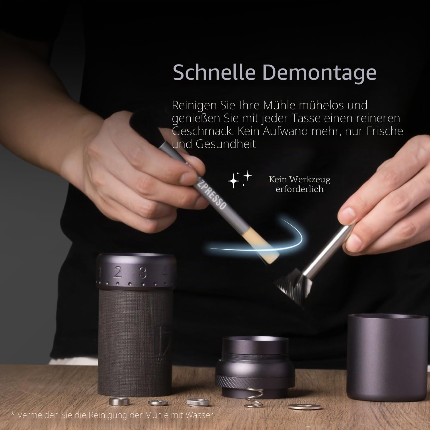 1Zpresso J-Ultra Manuelle Kaffeemühle, Eisengrau, konischer Fräser, faltbarer Griff, Magnetverschluss, Fassungsvermögen 40 g, numerisch einstellbare Feineinstellung, schnellere Mahleffizienz, ideal