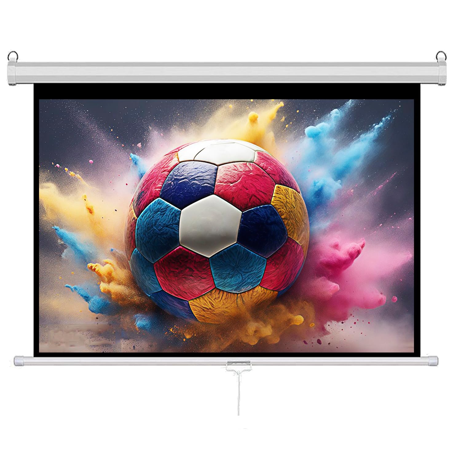 INMOZATA Leinwand Beamer Rollo 234cm, Bild 221 x 124 cm(100 Zoll), Format 16:9, Deckenmontage & Wandmontage Projektor Leinwand für Heimkino Büro Treffen Schule Präsentationen-Weiß Gehäuse
