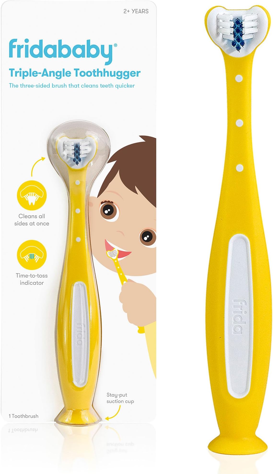Frida Baby Triple-Angle Toothhugger Training Manual Toothbrush For Toddler Oral Care, Yellow, 1 Piece
