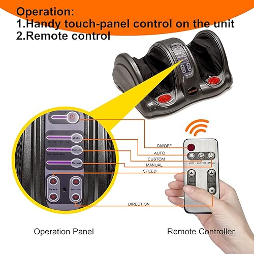 Miniatura 3 de H&B Luxuries Shiatsu - Máquina masajeadora de pies con control remoto, masajeadores de amasamiento y rodamiento para pies, tobillo, pantorrilla,